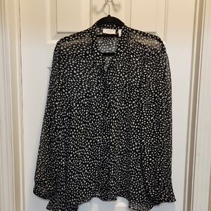 Chico's Black and White Patterned Blouse 3(XL)